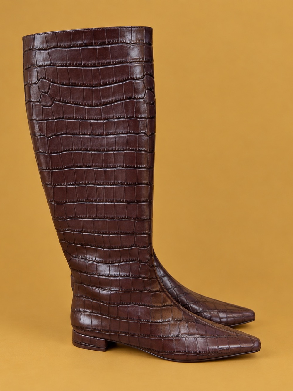 Gianni Bini Sharri Crocodile Embossed Leather Tall Boots Sz 6.5